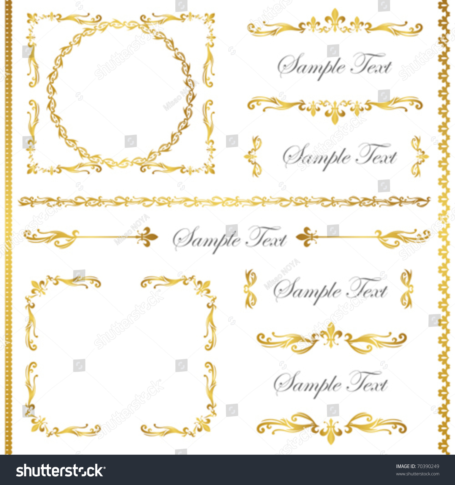 Gold Frame Set Stock Vector Illustration 70390249 Shutterstock