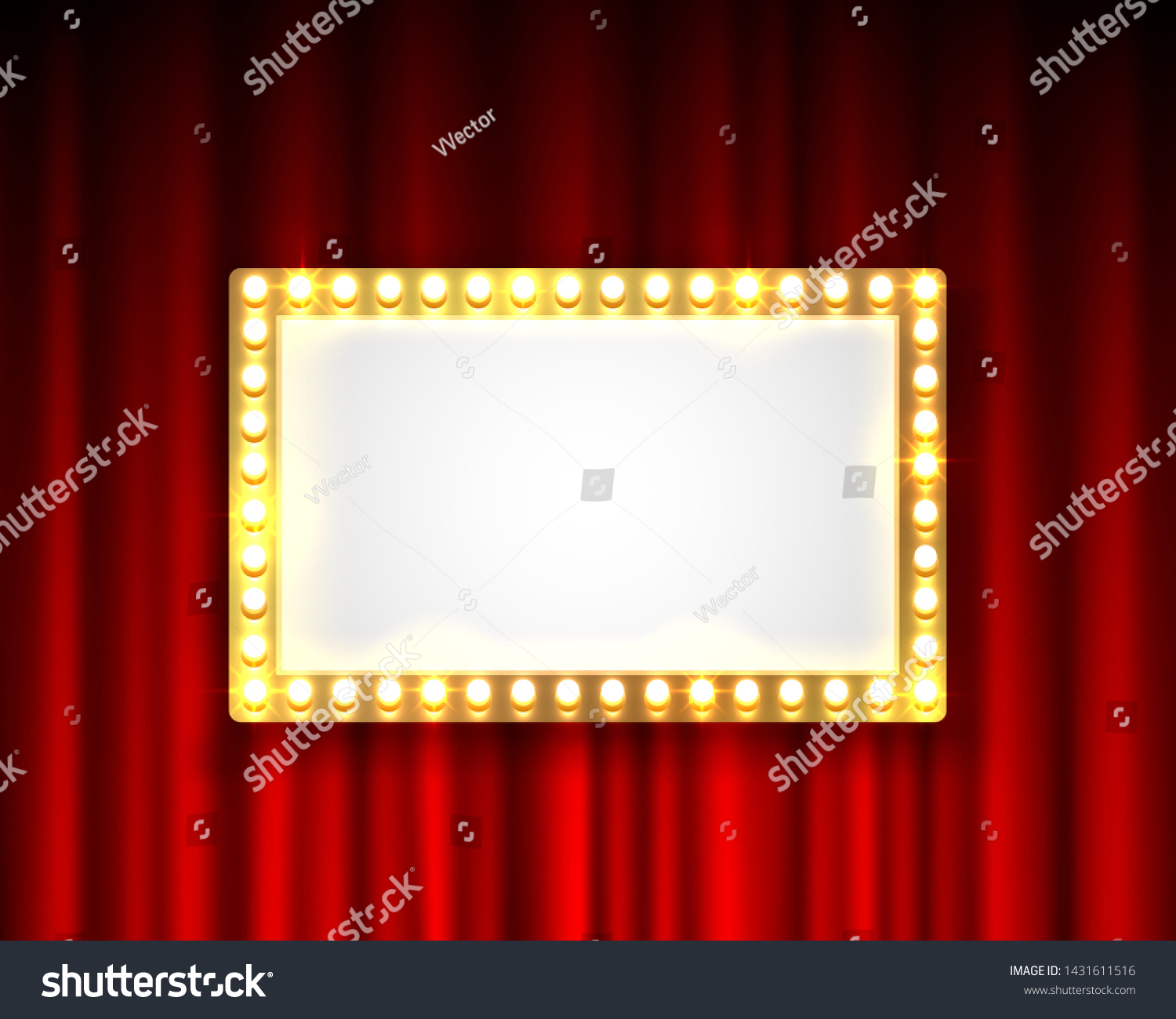 Gold Frame Light Bulbs On Background Stock Vector Royalty Free