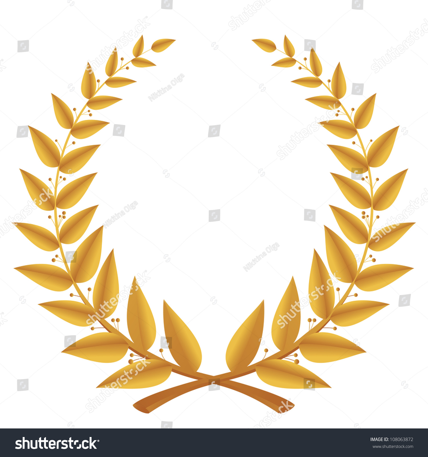 Gold Laurel Wreath Isolated Vector Stock Vector 108063872 - Shutterstock