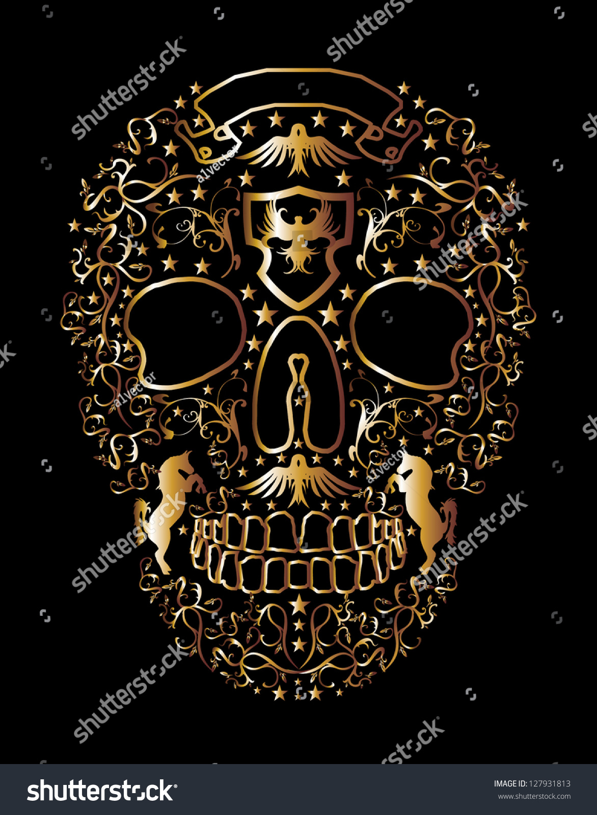 Gold Skull Vector Art - 127931813 : Shutterstock