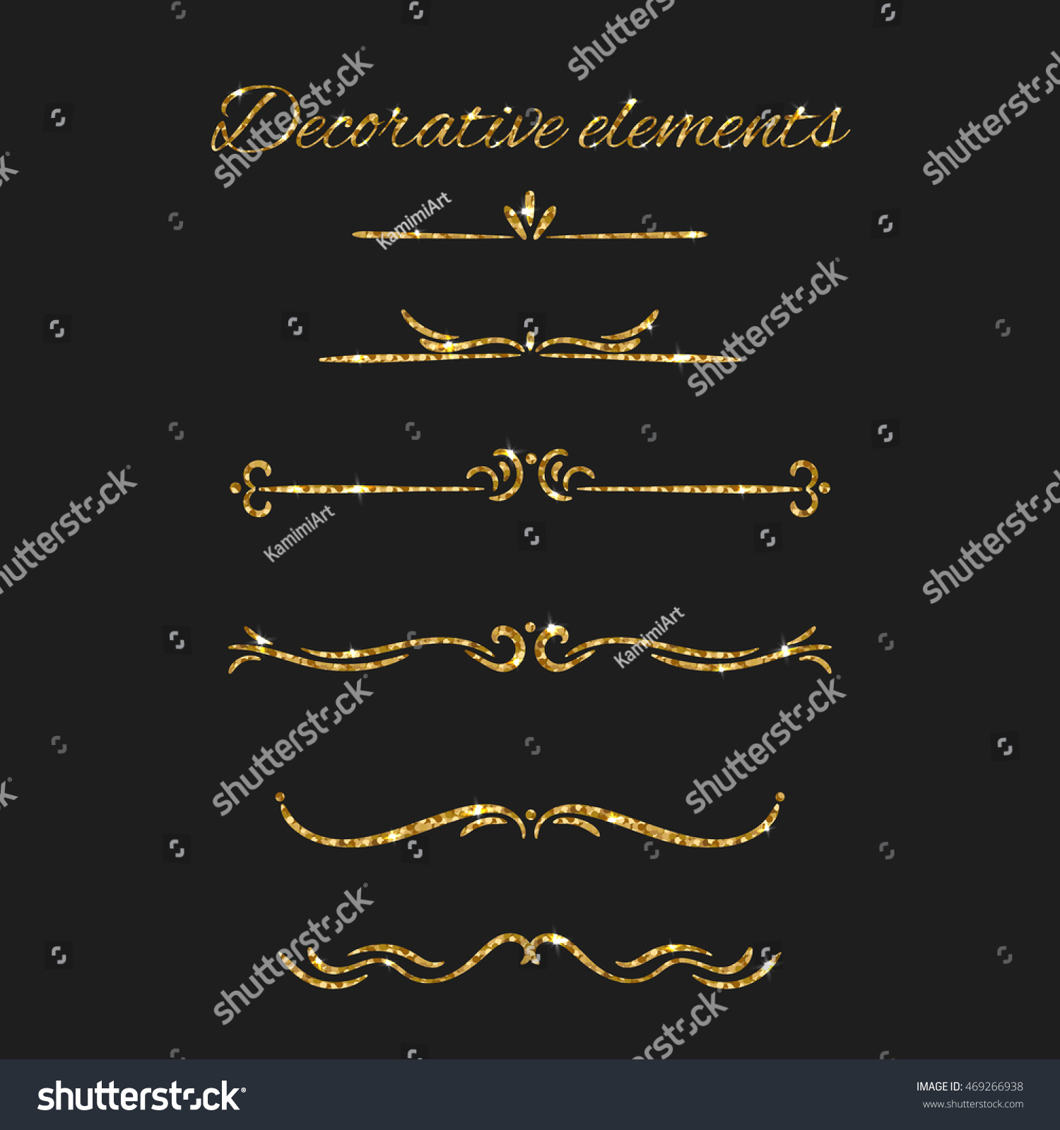 Gold Text Dividers Set Ornamental Decorative