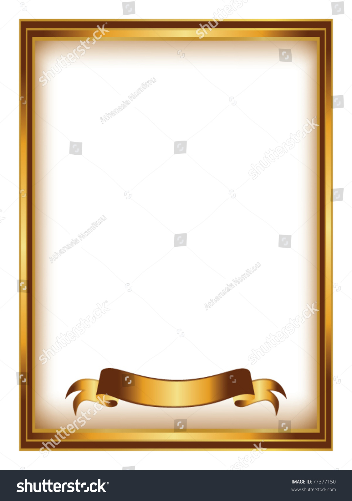 Golden Frame With Ribbon Vector - 77377150 : Shutterstock