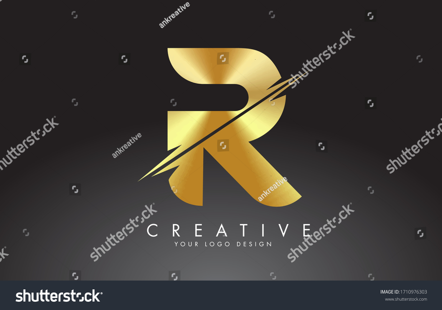 Golden R Letter Logo Design Creative Stock Vector Royalty Free 1710976303