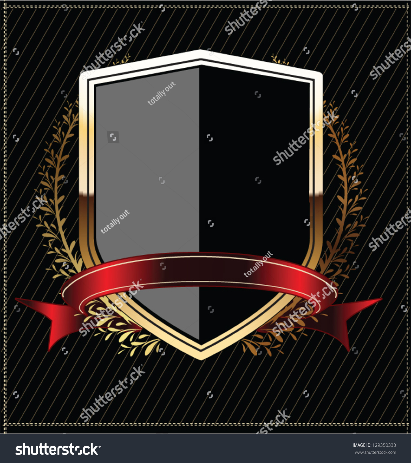 Golden Shields Laurel Wreath Stock Vector Royalty Free 129350330