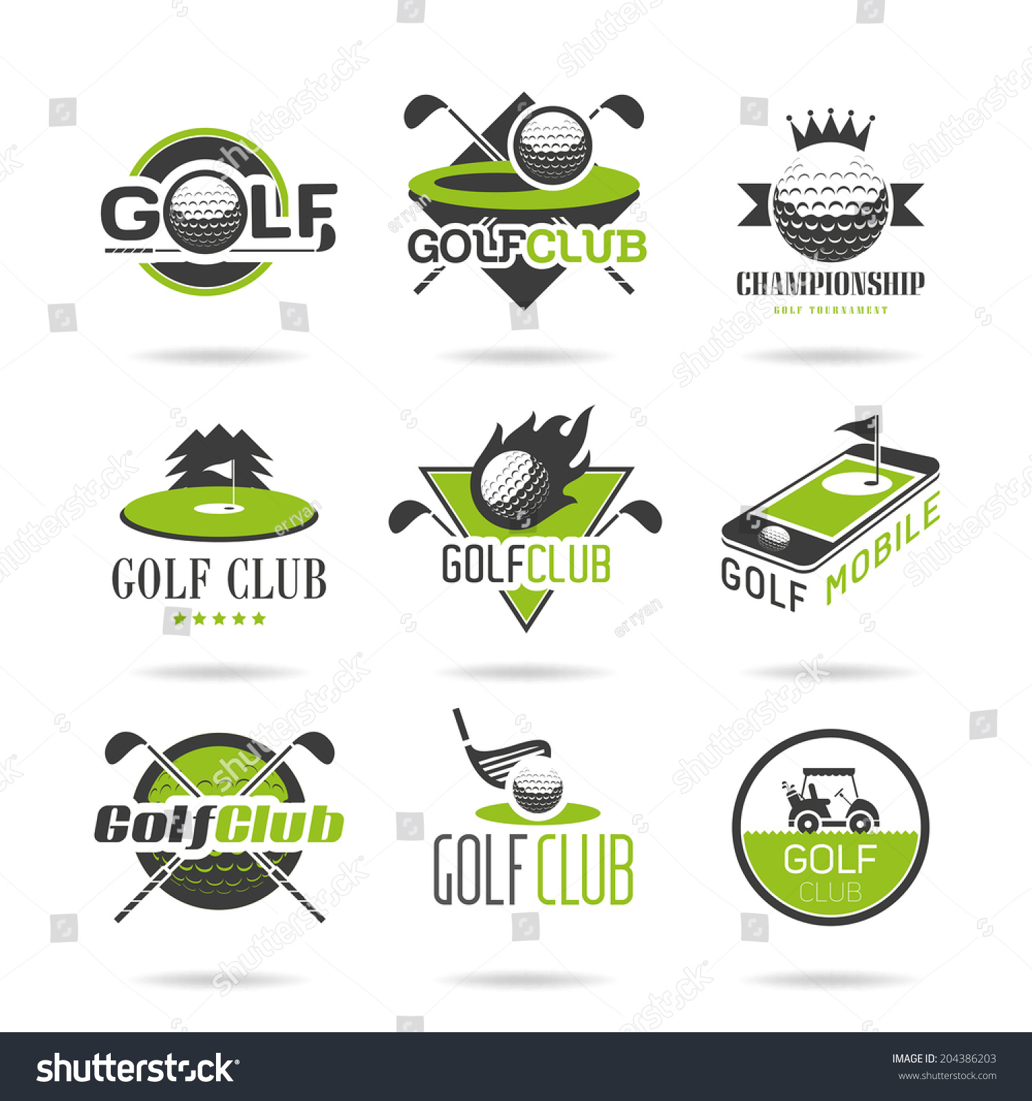 Golf Icon Set Stock Vector 204386203 : Shutterstock