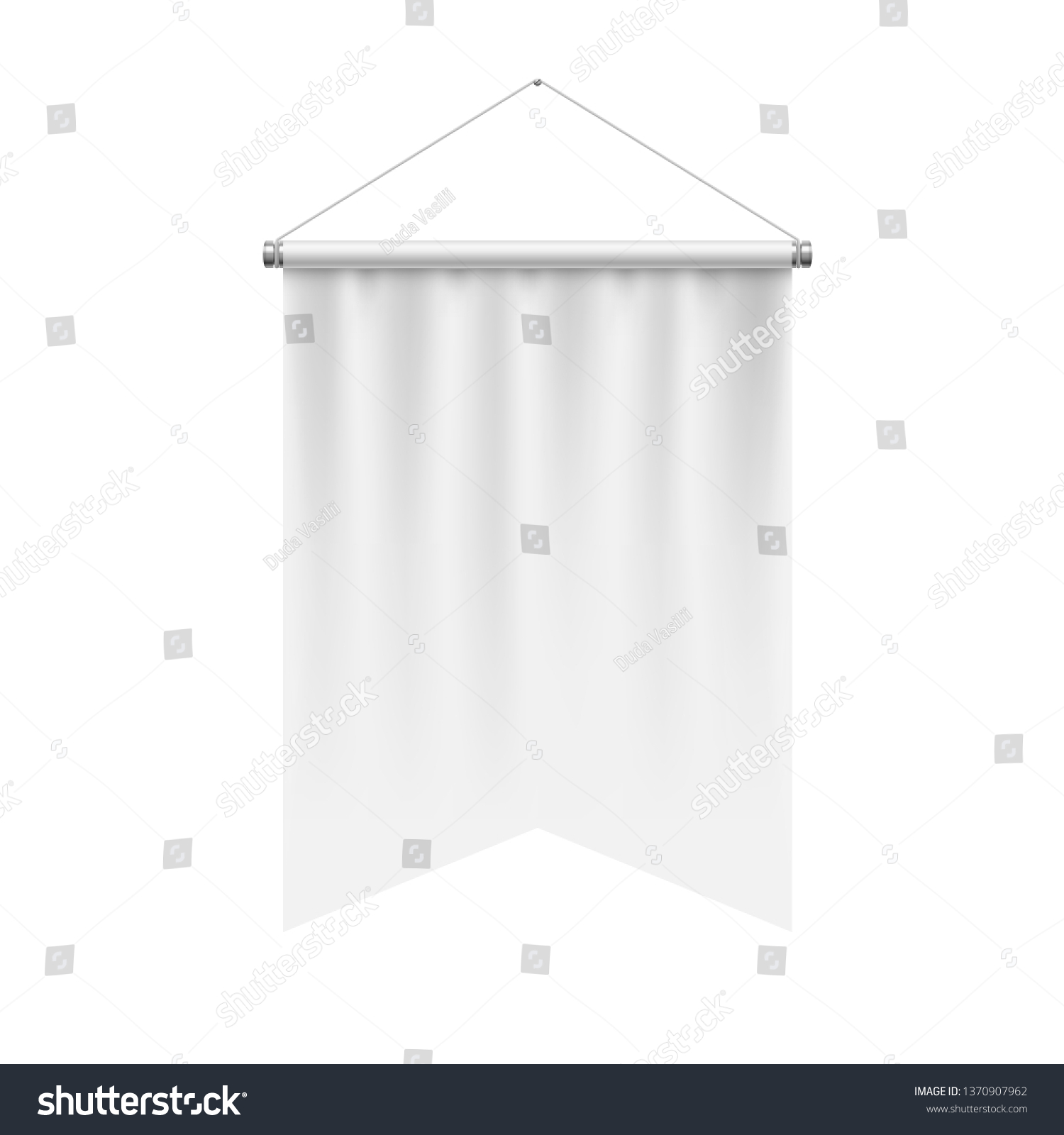 Gonfalon Fishtail Bottom Vertical White Flag Stock Vector Royalty Free