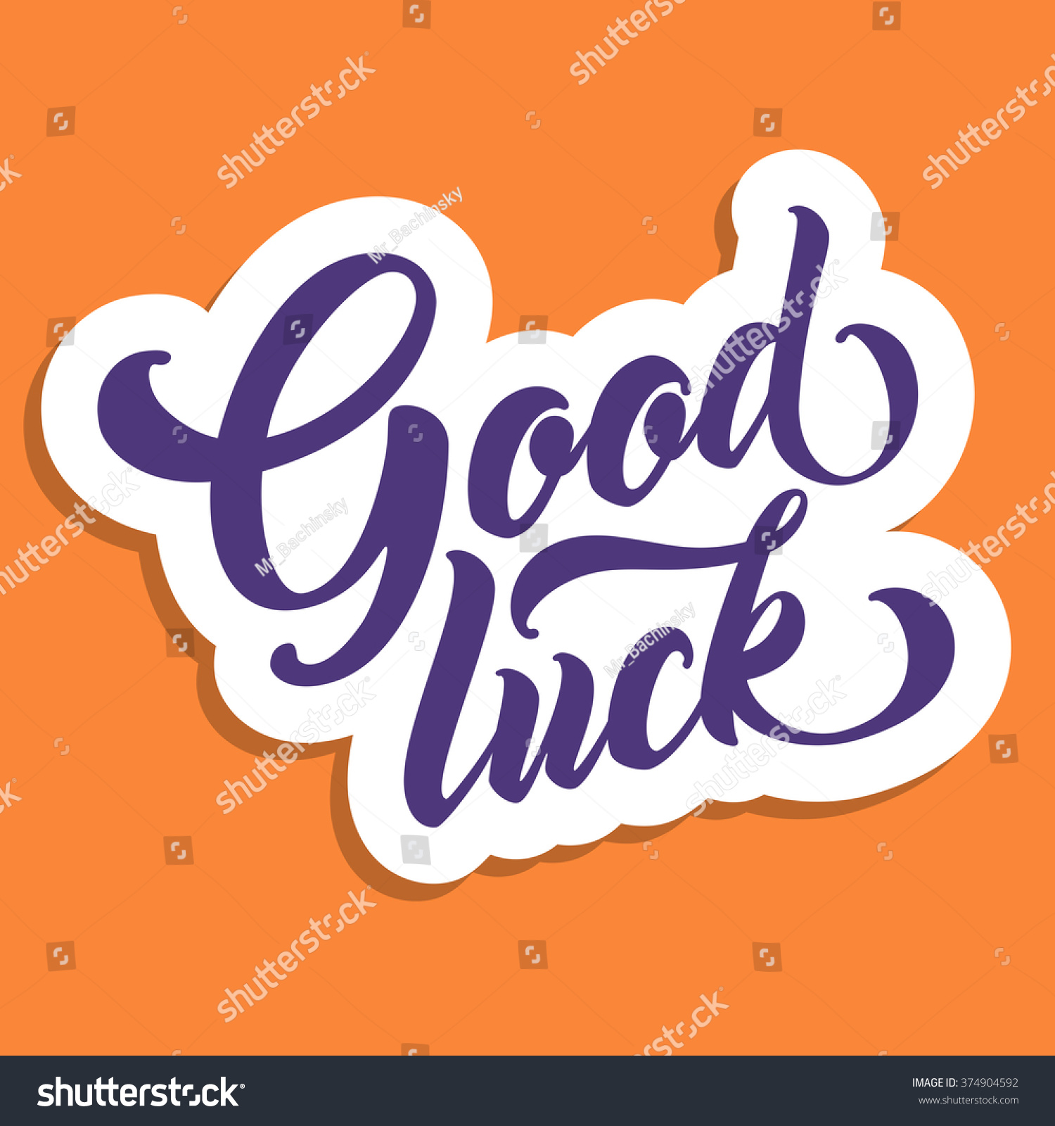 Good Luck Hand Lettering Handmade Vector 스톡 벡터 로열티 프리 374904592