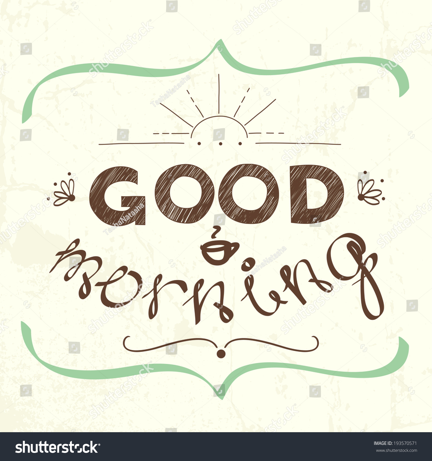 Good Morning Hand Lettering On A Chalkboard Background. Stylized