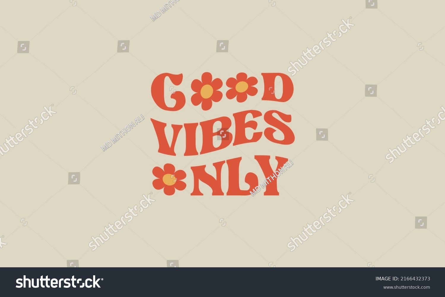 Good Vibes Only Retro Trendy Wave Stock Vector Royalty Free