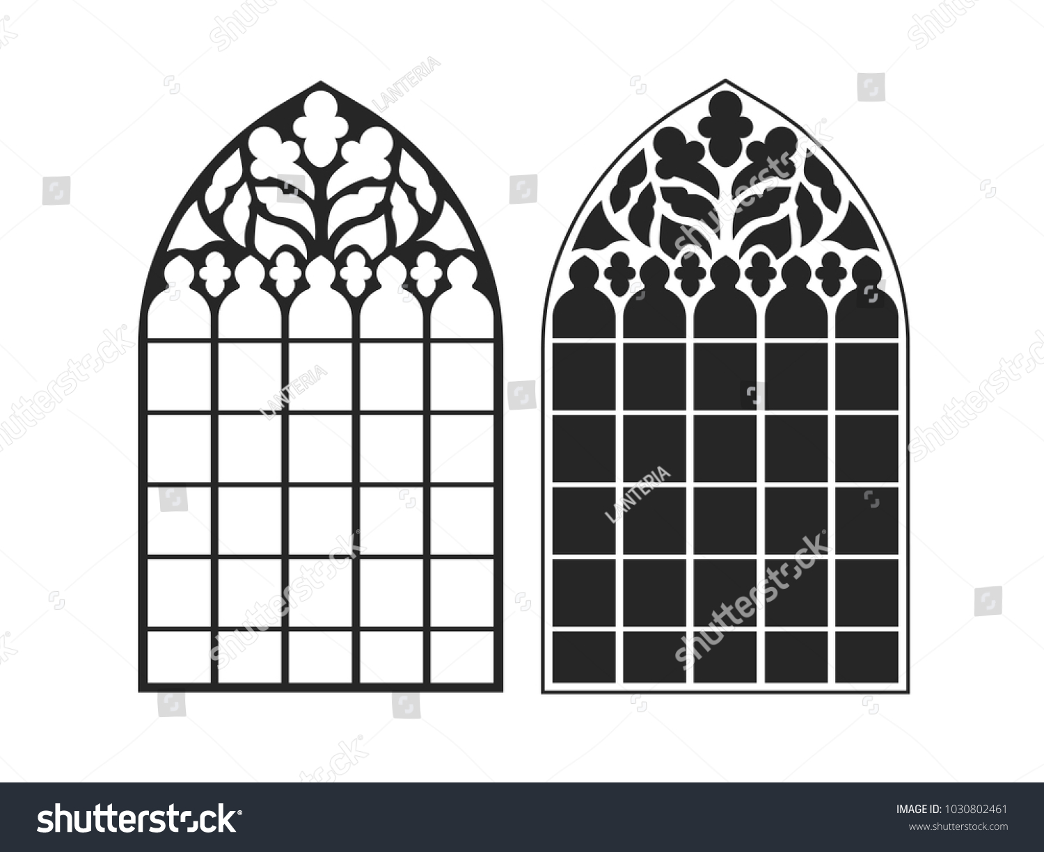 Gothic Windows Vintage Frames Church Stainedglass Vetor Stock Livre