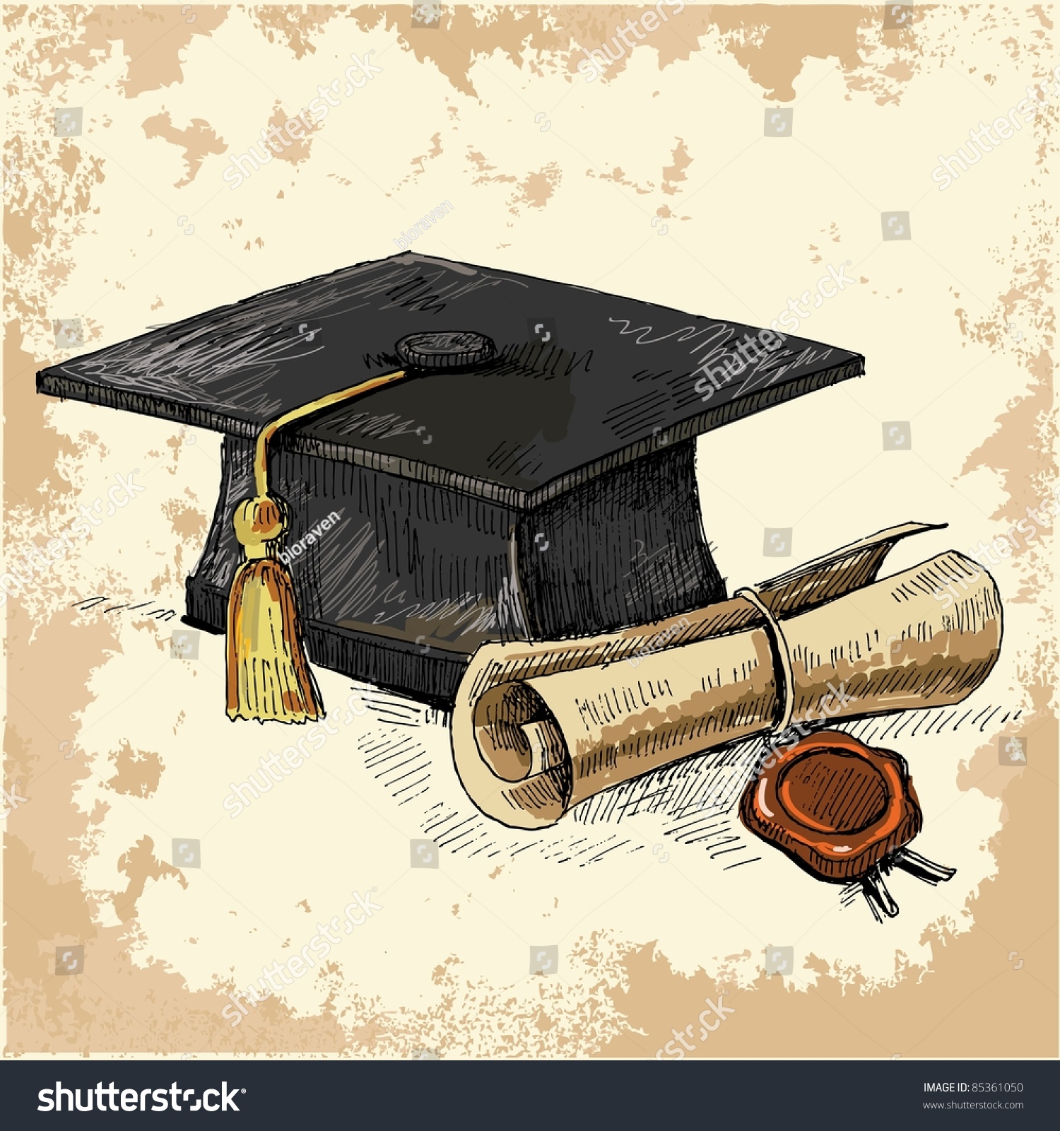 Graduation Cap And Diploma Stock Vector Illustration 85361050