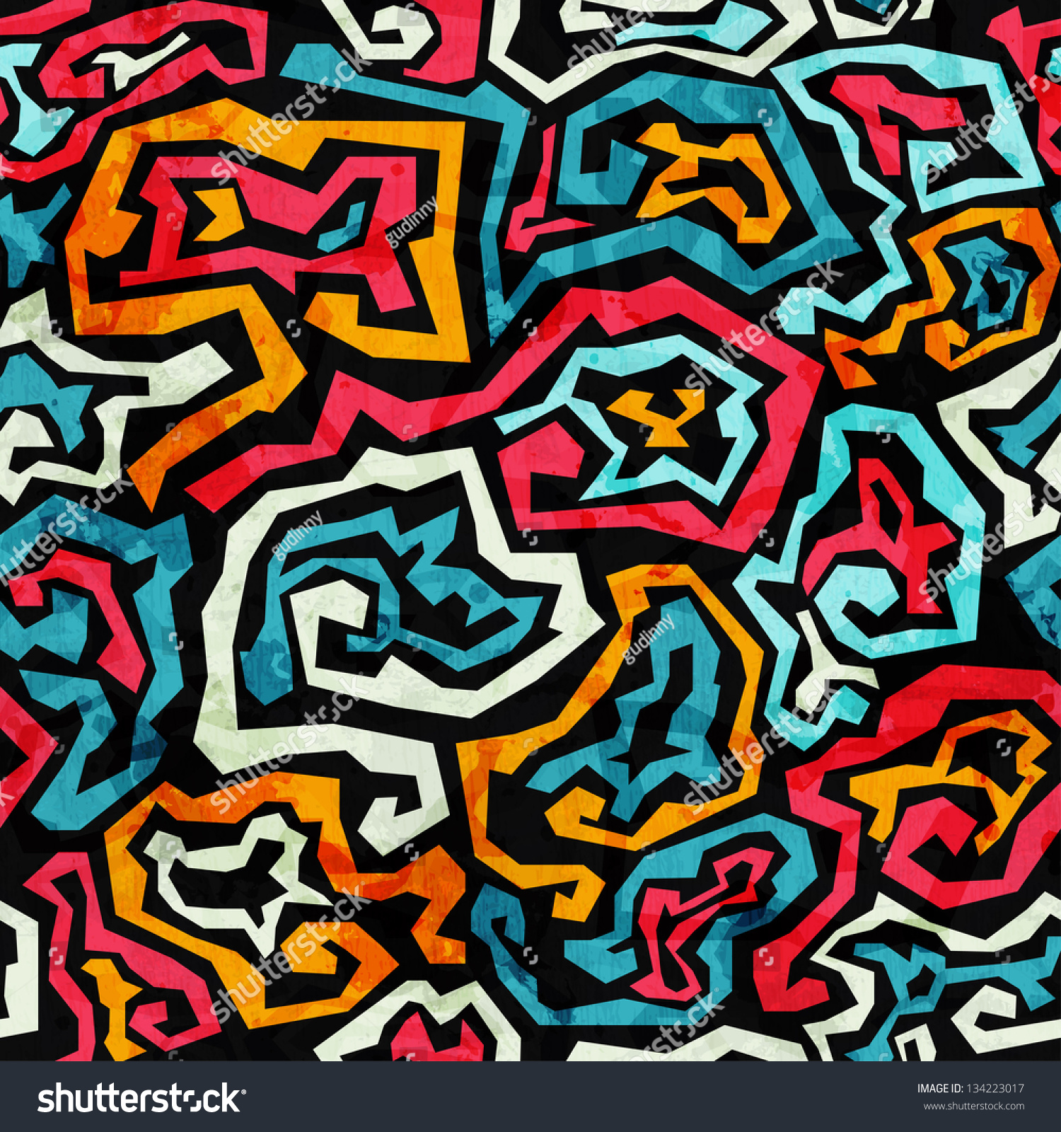 Graffiti Grunge Seamless Pattern Stock Vector 134223017 - Shutterstock