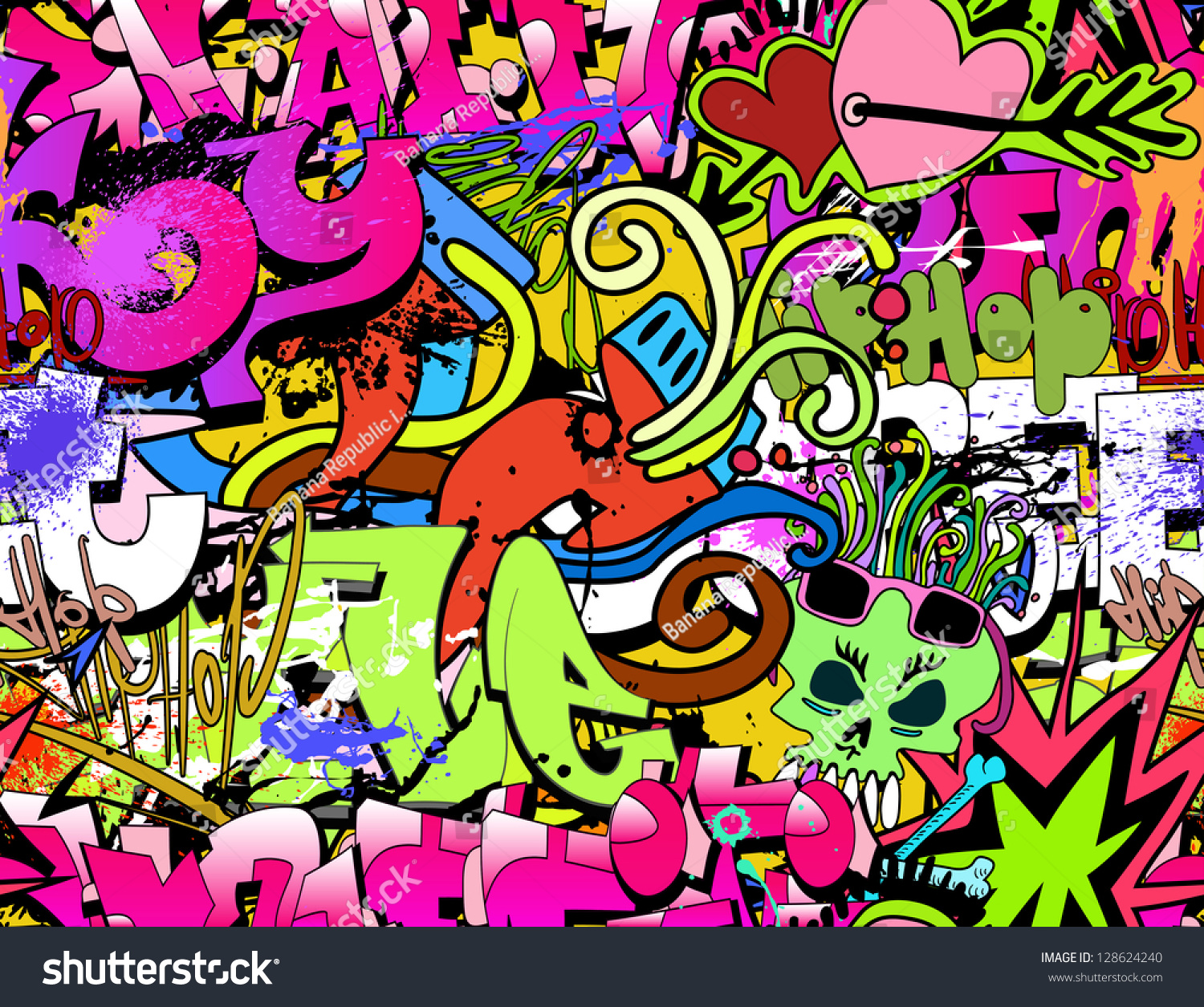 Graffiti Wall Art Background Hiphop Style Stock Vector ...