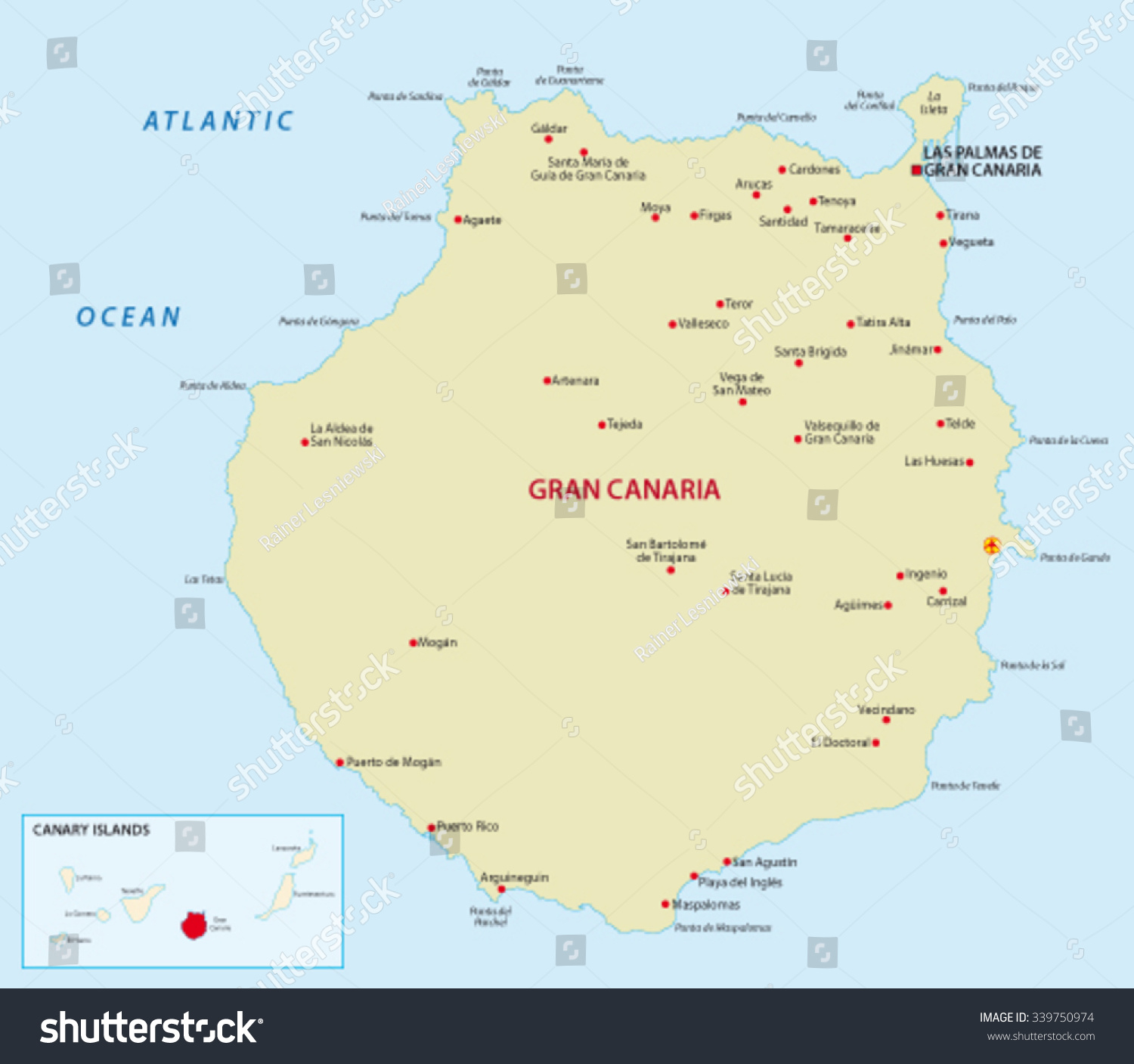 Gran Canaria With Overview Map Stock Vector Illustration 339750974 