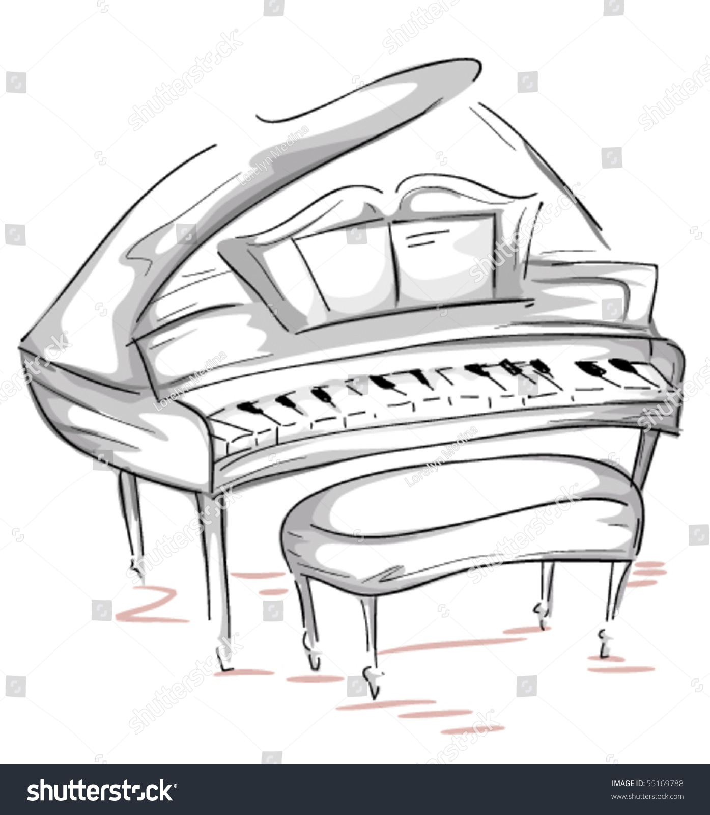 Grand Piano Sketch - Vector - 55169788 : Shutterstock