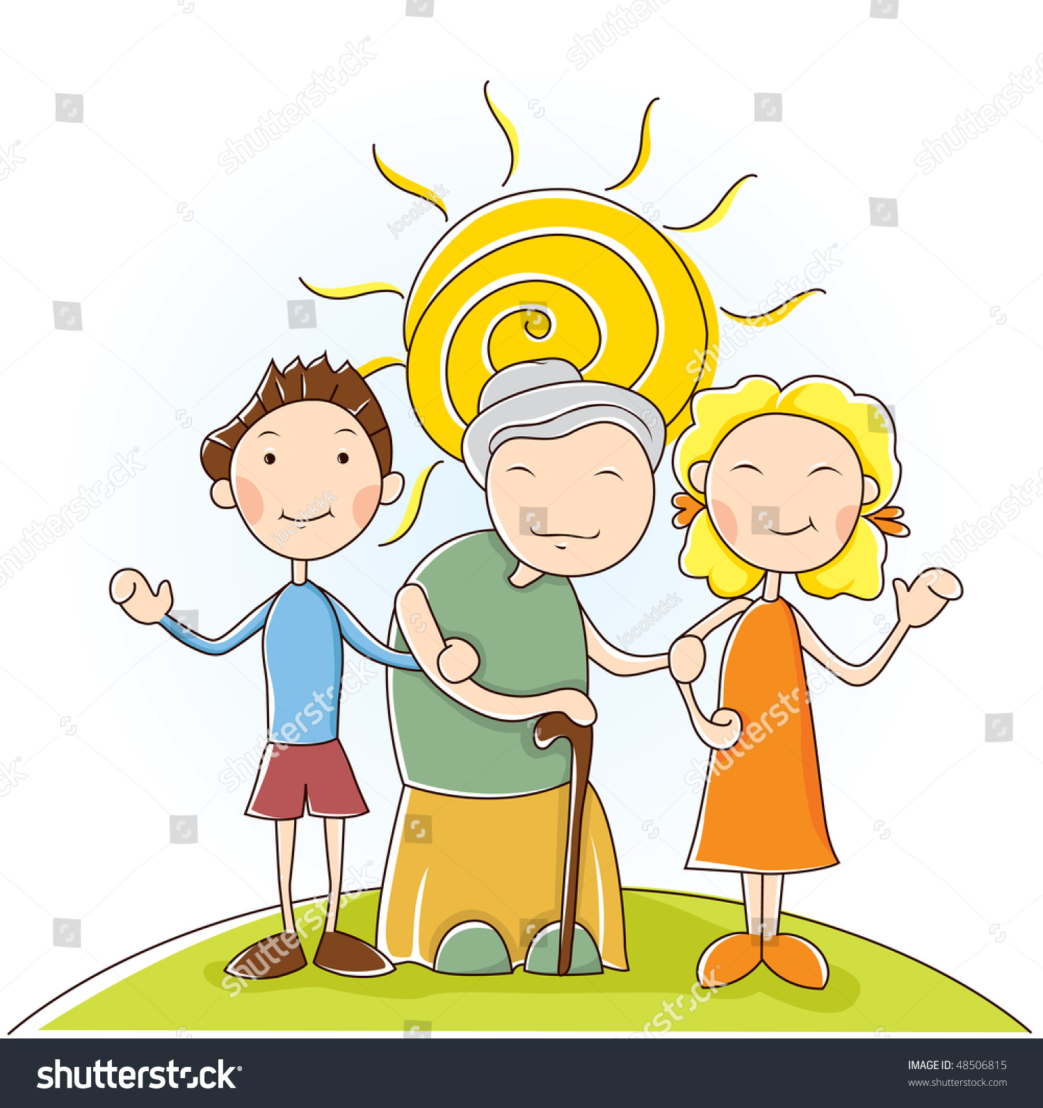 Grandmother And Kids Stock Vector Illustration 48506815 : Shutterstock