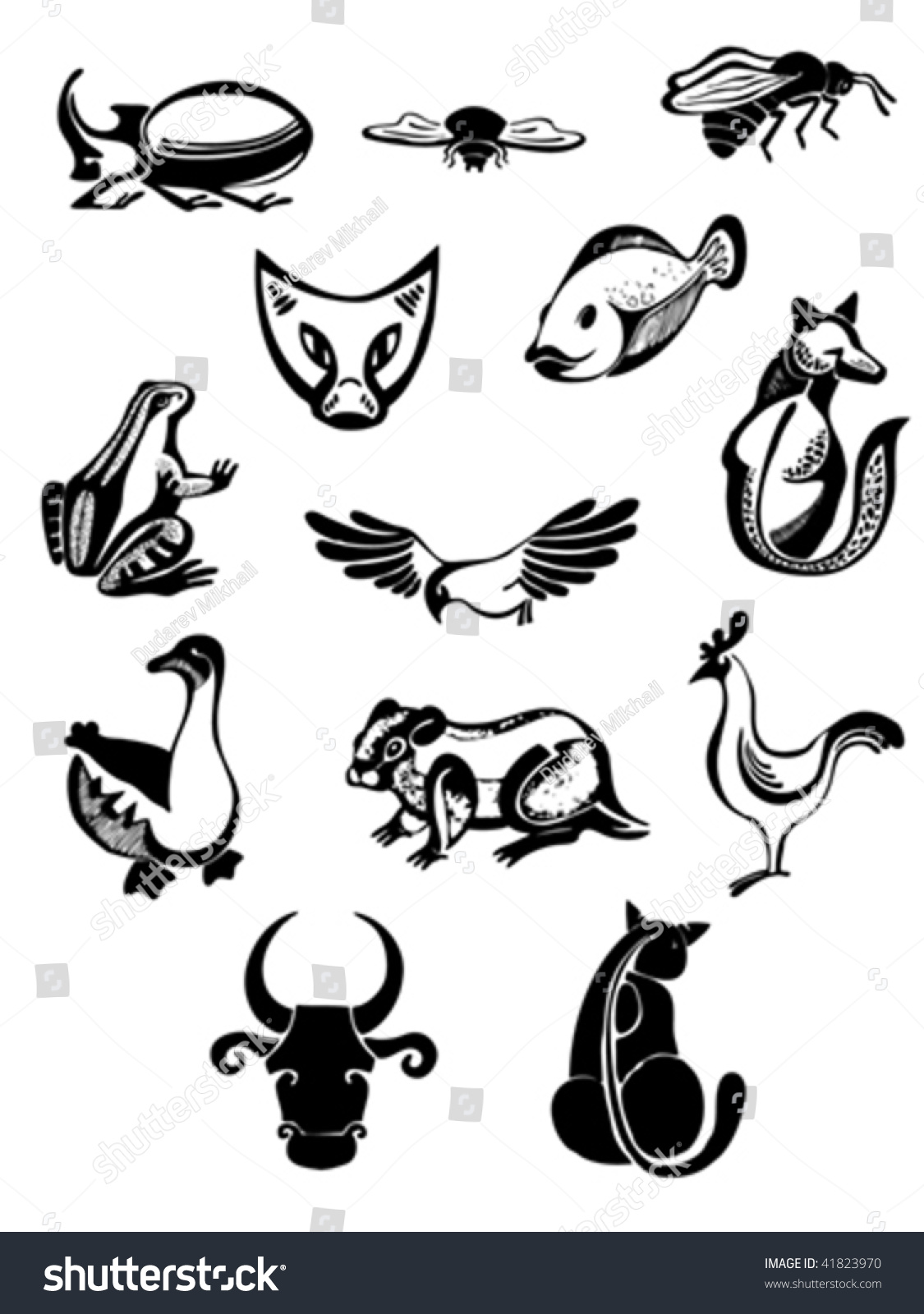 Graphic Animals Stock Vector Illustration 41823970 : Shutterstock