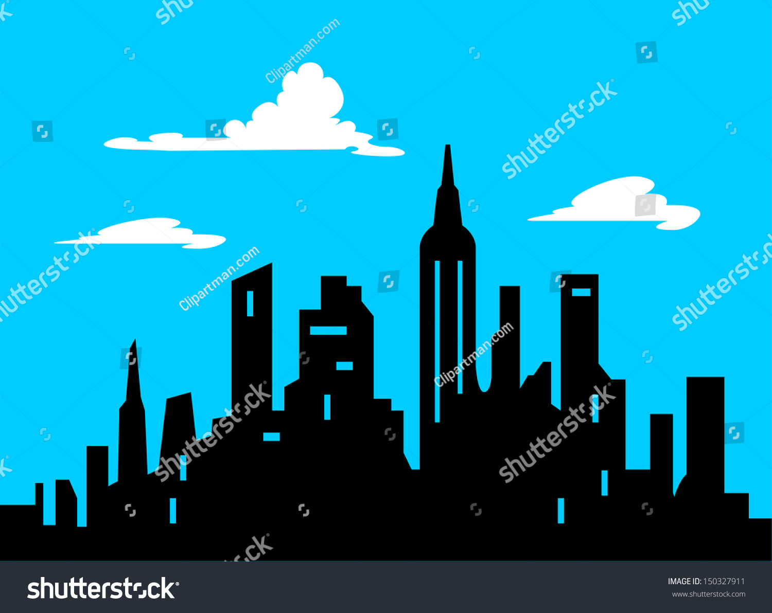 Graphic Style Cartoon City Skyline Illustration Stock Vector 150327911