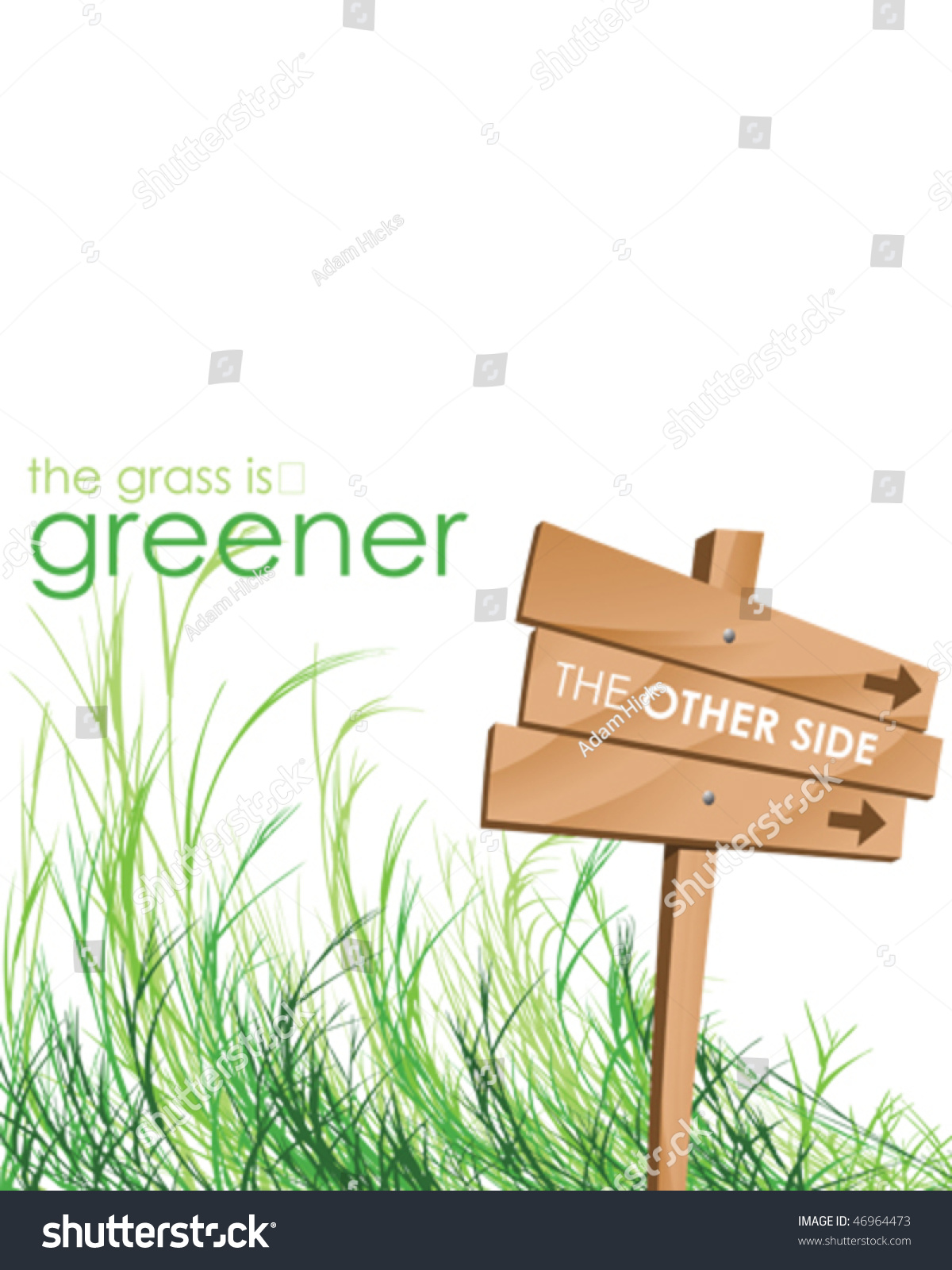 Grass Greener On Other Side Stock Vector 46964473 Shutterstock