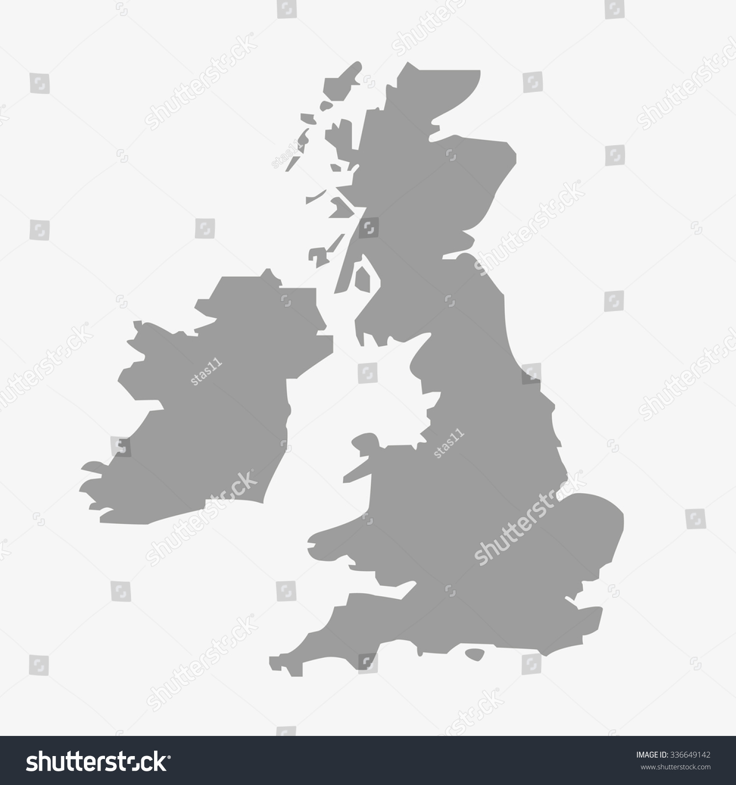 Great Britain Map Gray Stock Vector Royalty Free