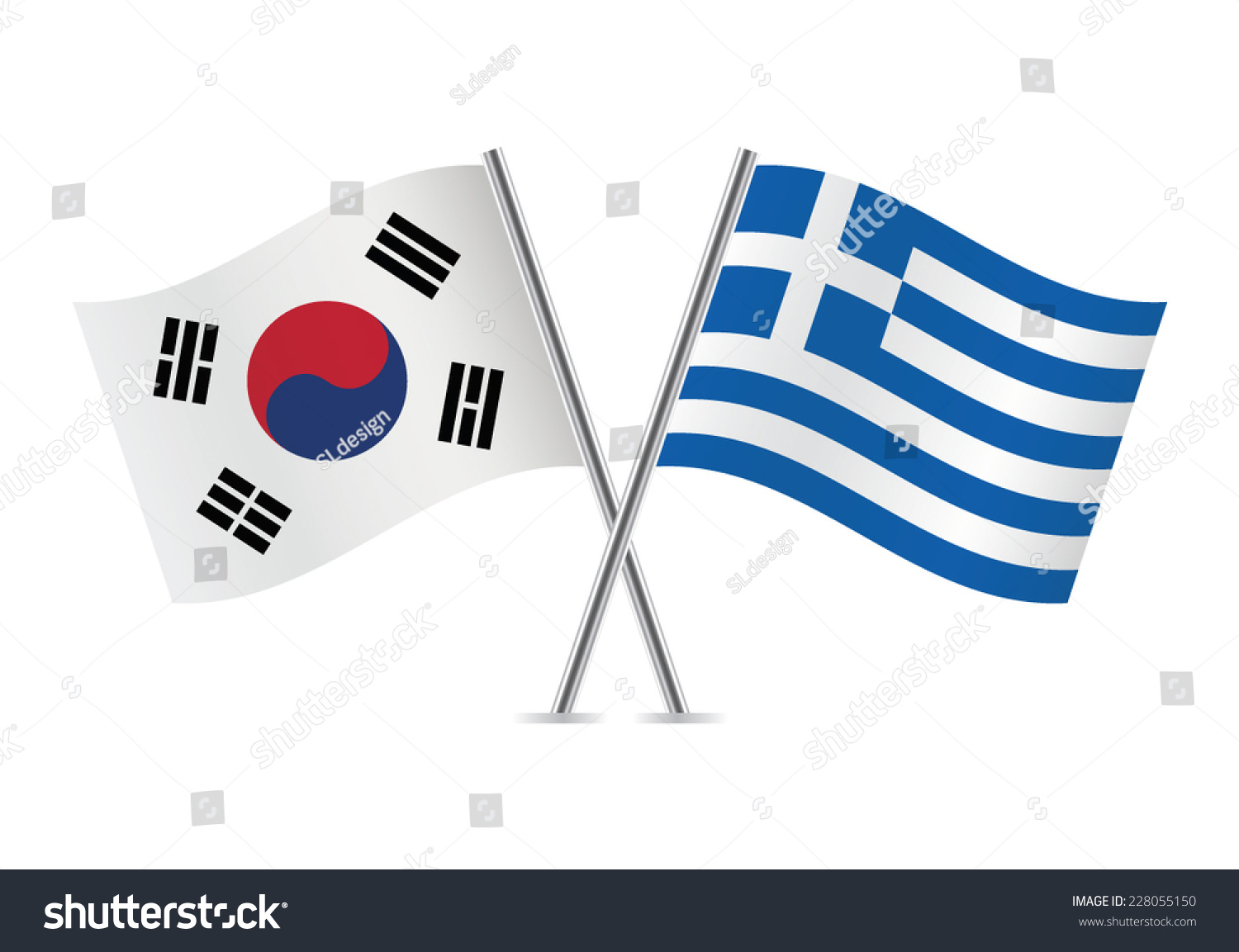 Greek South Korean Flags Vector Illustration Image Vectorielle De