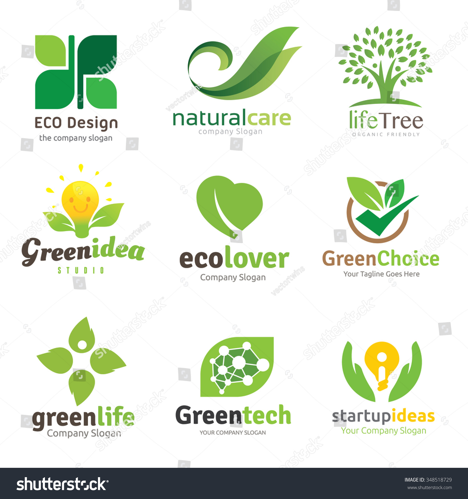 Green and Eco lover logo set Logo set logo collection Vector logo template Green and Eco lover logo set Logo set logo collection Vector logo template
