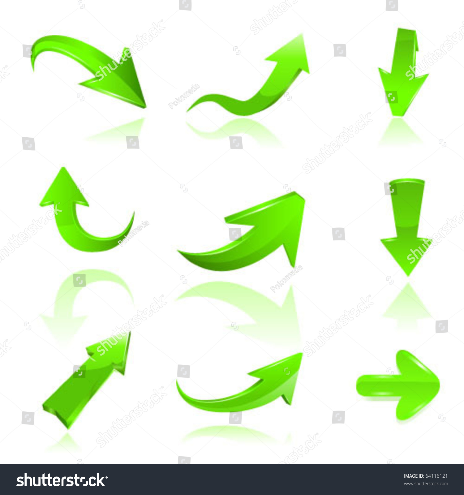 Green Arrow Icon Set. Vectoe Stock Vector Illustration 64116121