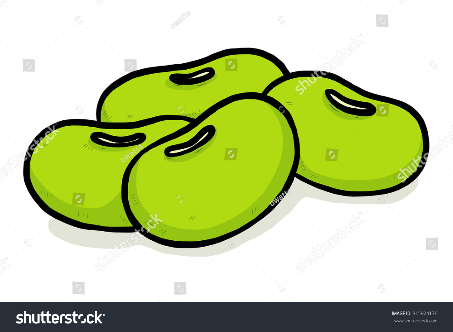 Green Bean Cartoon Vector Illustration Hand Stock Vector 315924176