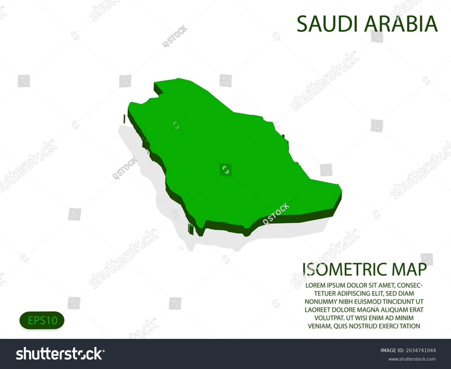 Green Isometric Map Saudi Arabia Elements Stock Vector Royalty Free