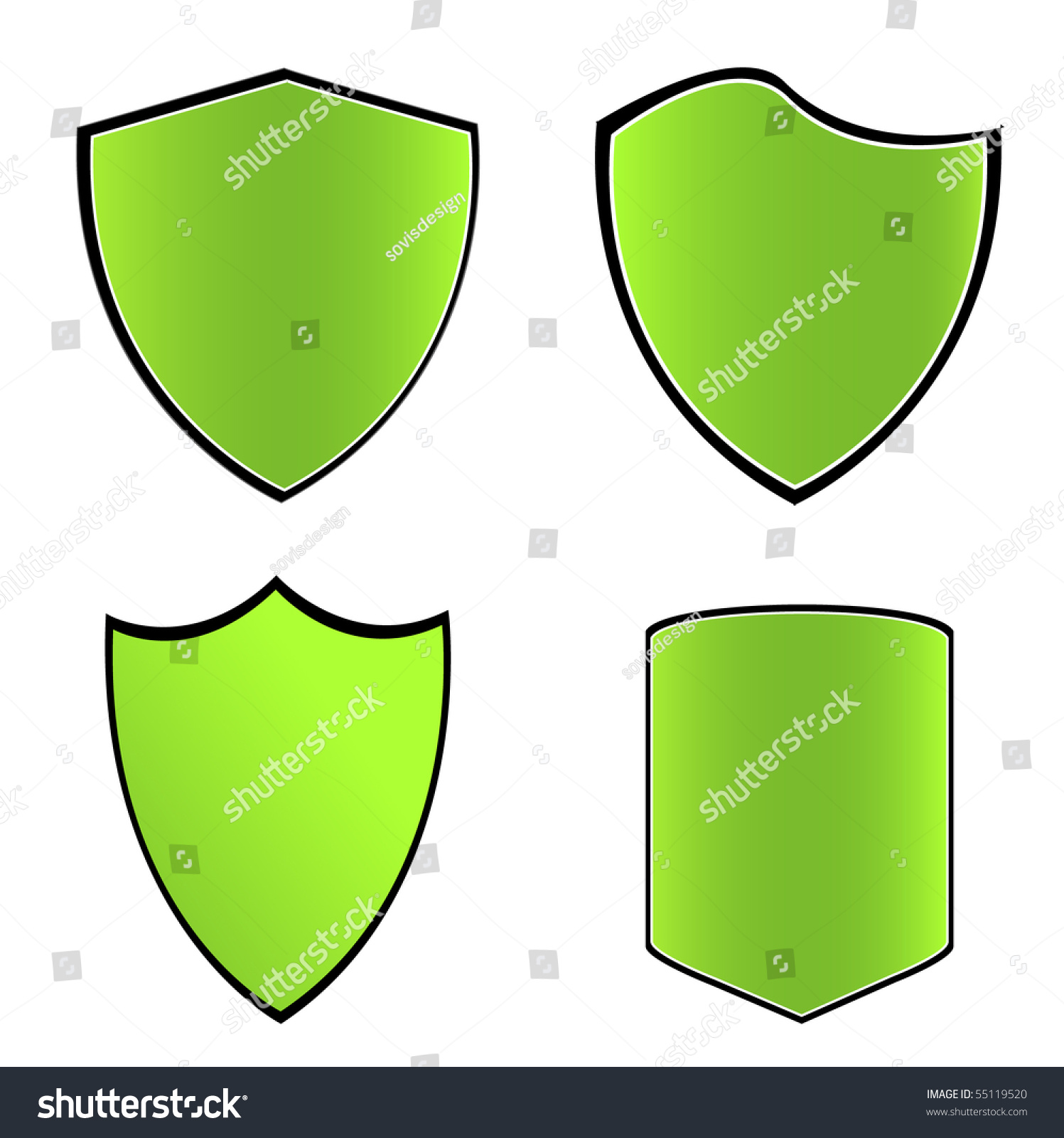 Green Shields Vector Illustration 55119520 Shutterstock