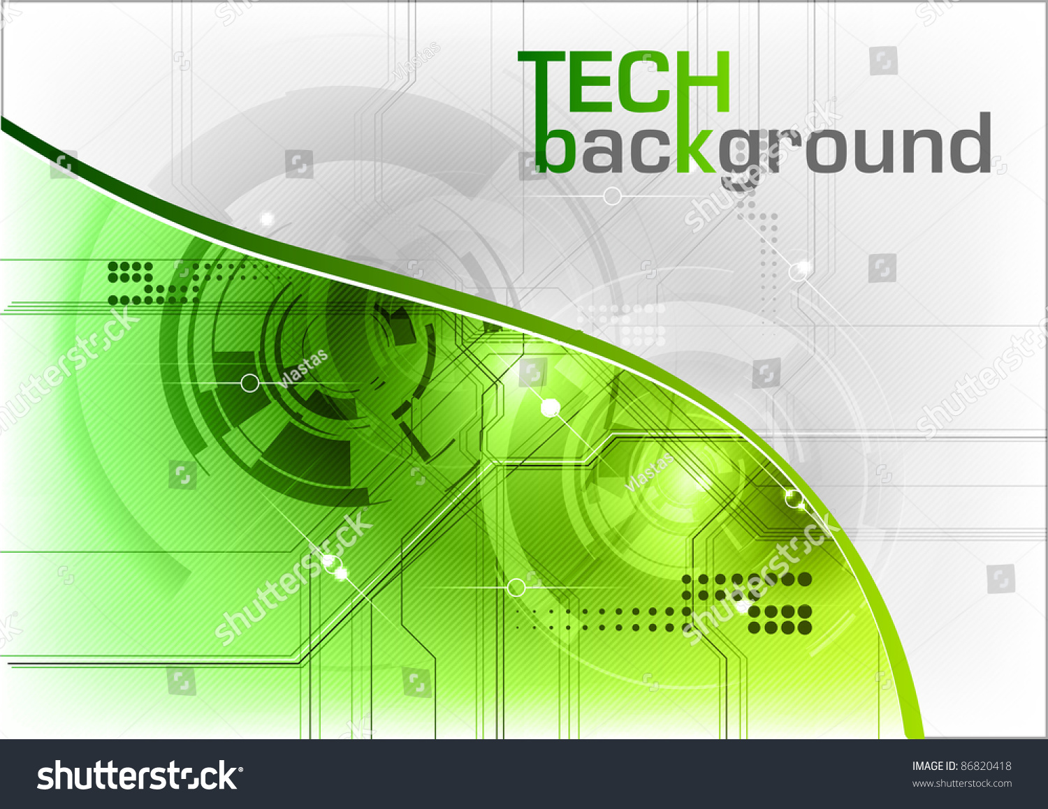 Green Tech Background With Line Stock Vector Illustration