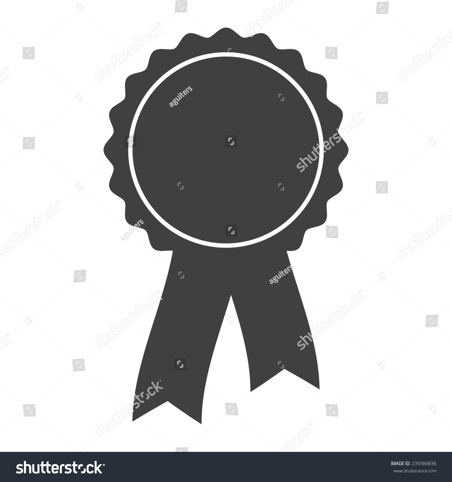 Grey Award Rosette With Ribbon Stock Vector Illustration 239384836