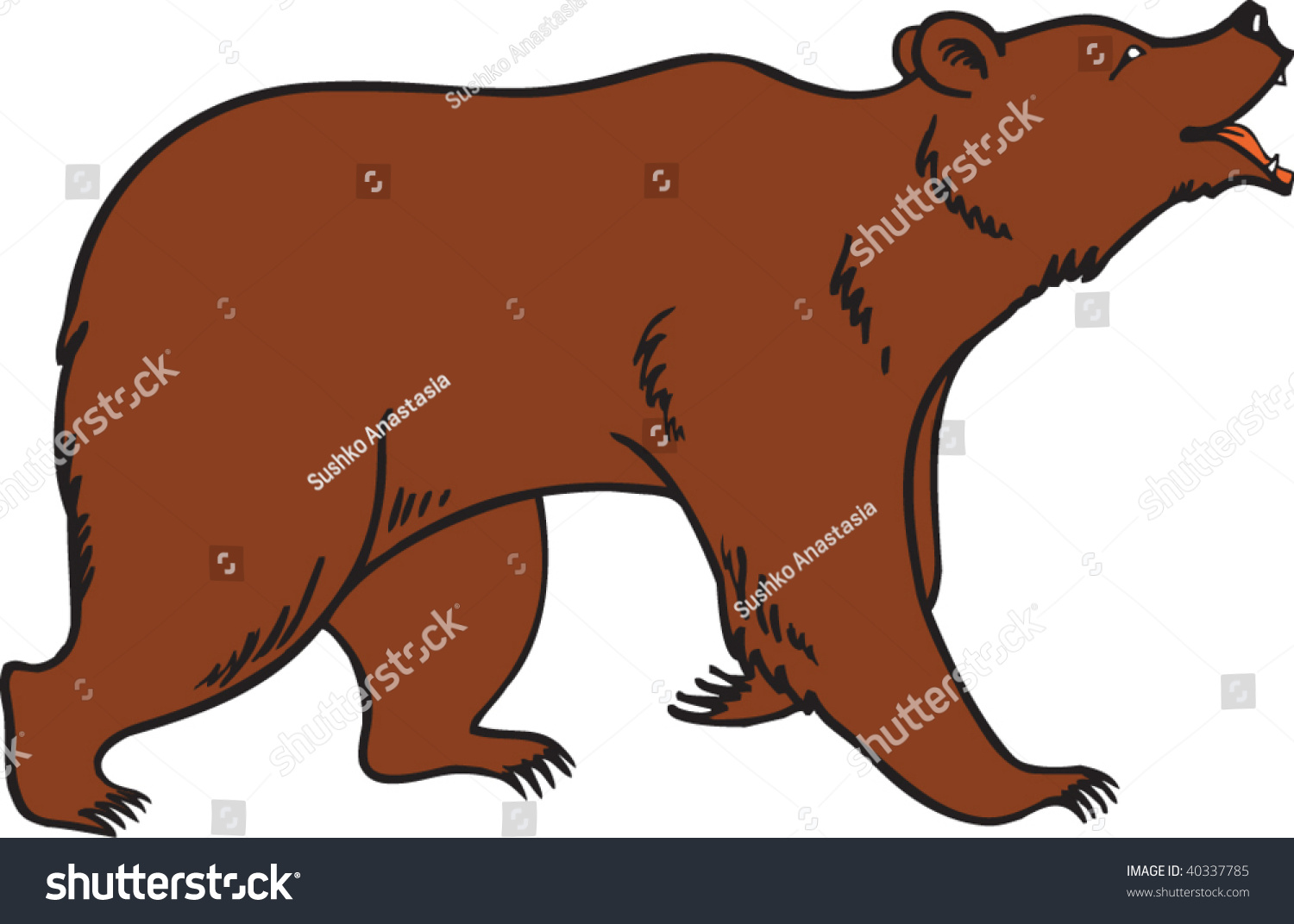 Grizzly Brown Bear Stock Vector Illustration 40337785 : Shutterstock