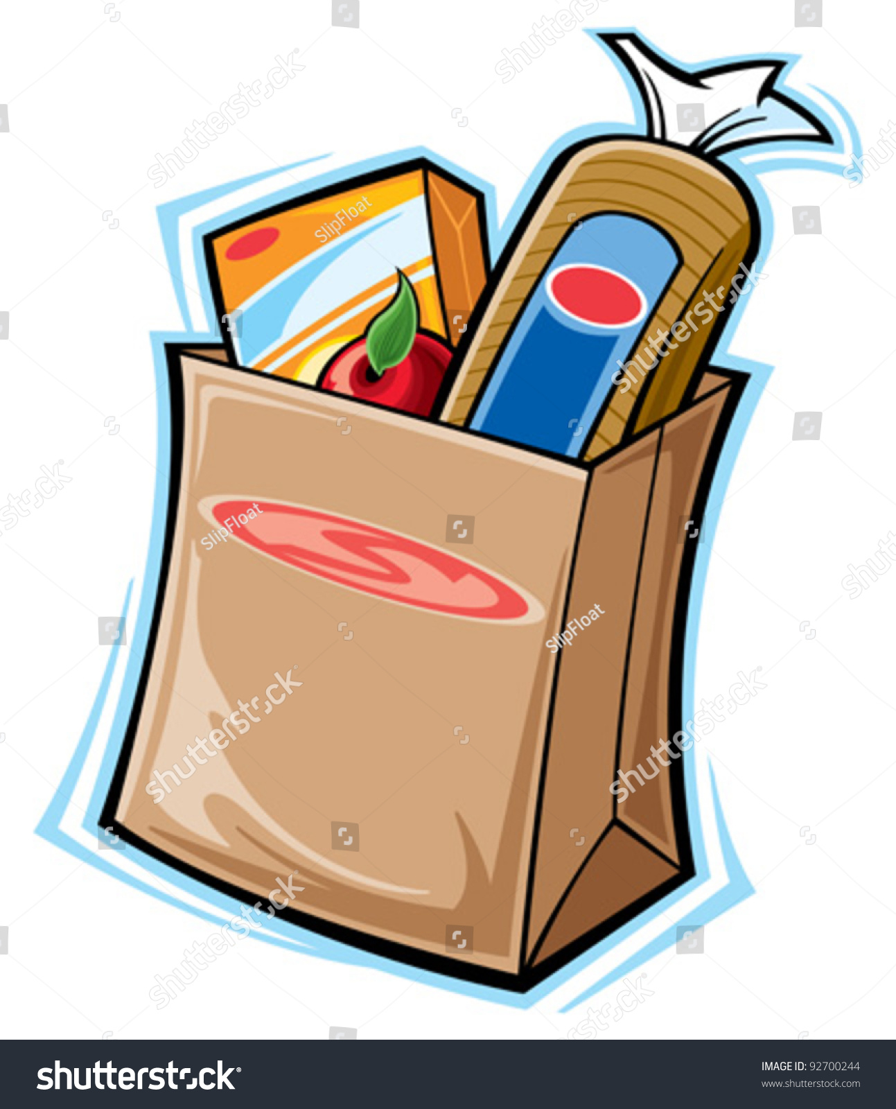 Grocery Bag Stock Vector Illustration 92700244 : Shutterstock