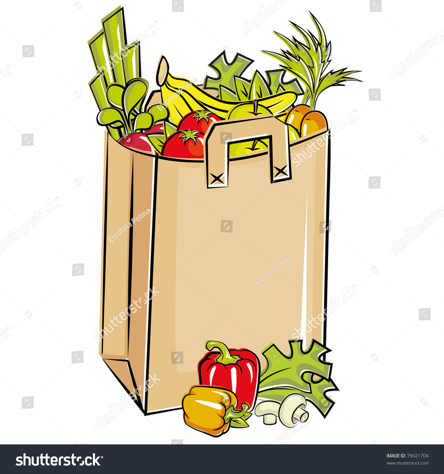 Grocery Bag Full Of Groceries Stock Vector Illustration 79421704