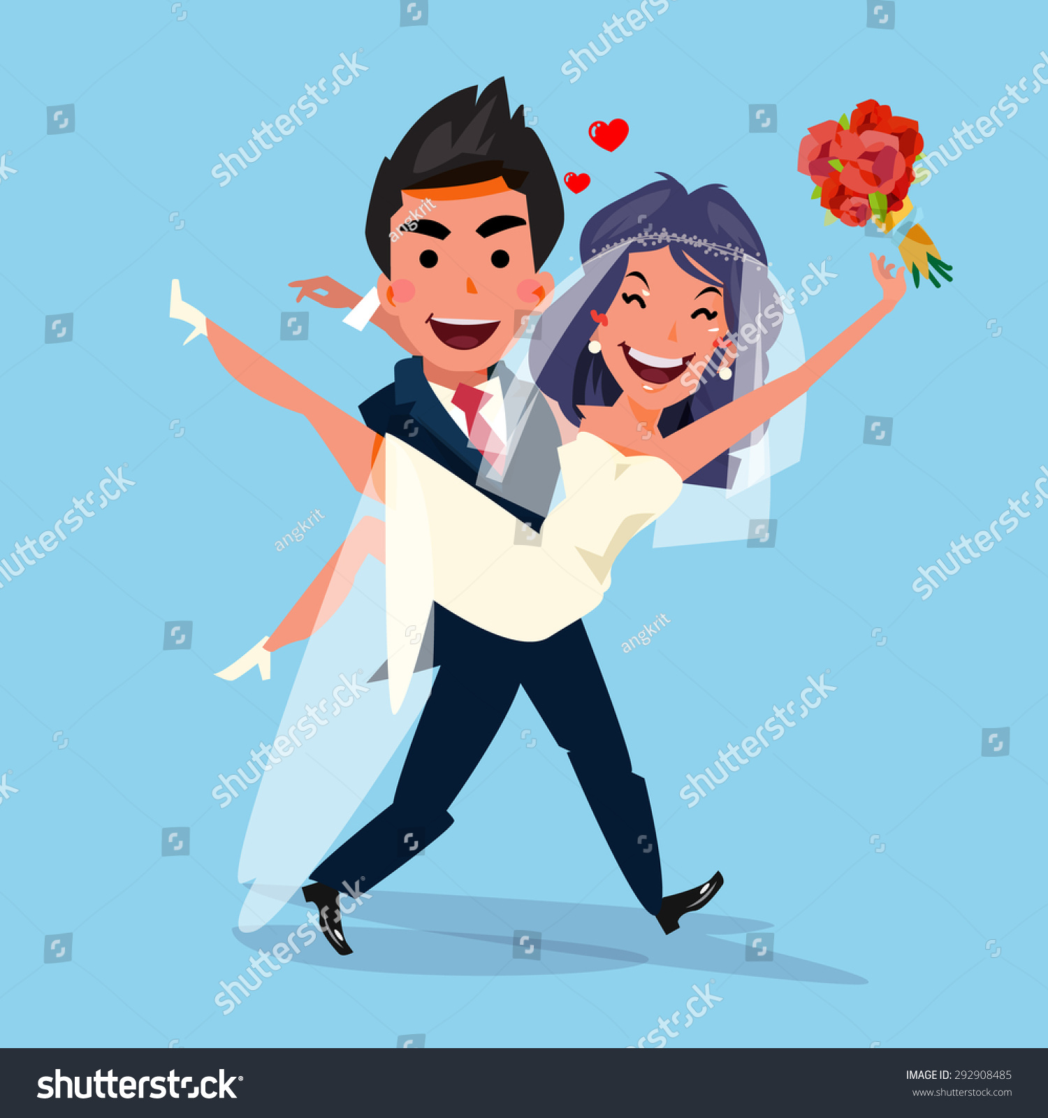 Groom Carrying Bride Holding Her His Stock Vector 292908485 Shutterstock 3744