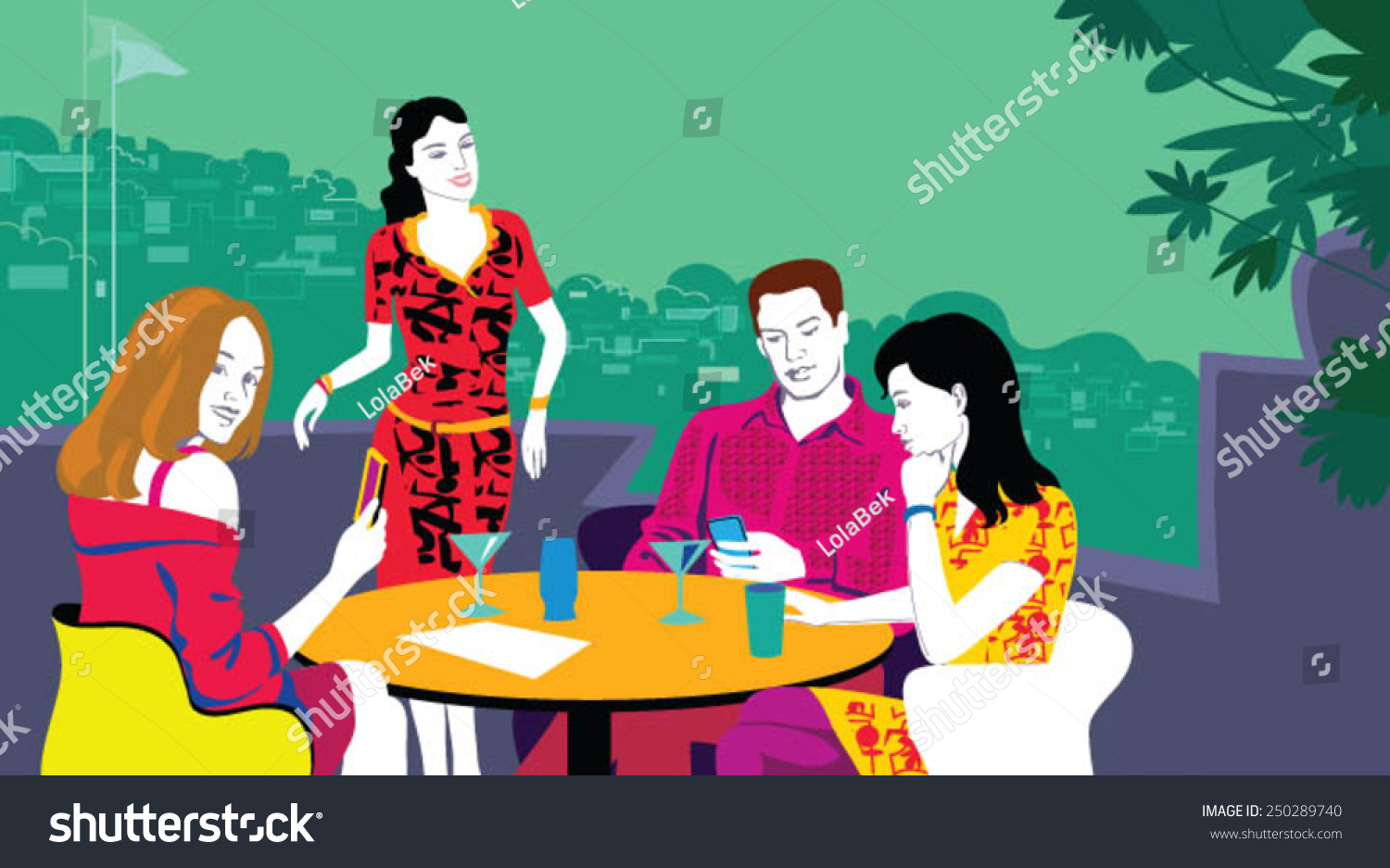 Group Multiethnic Friends Enjoying Dinner Party Stock Vector 250289740 - Shutterstock