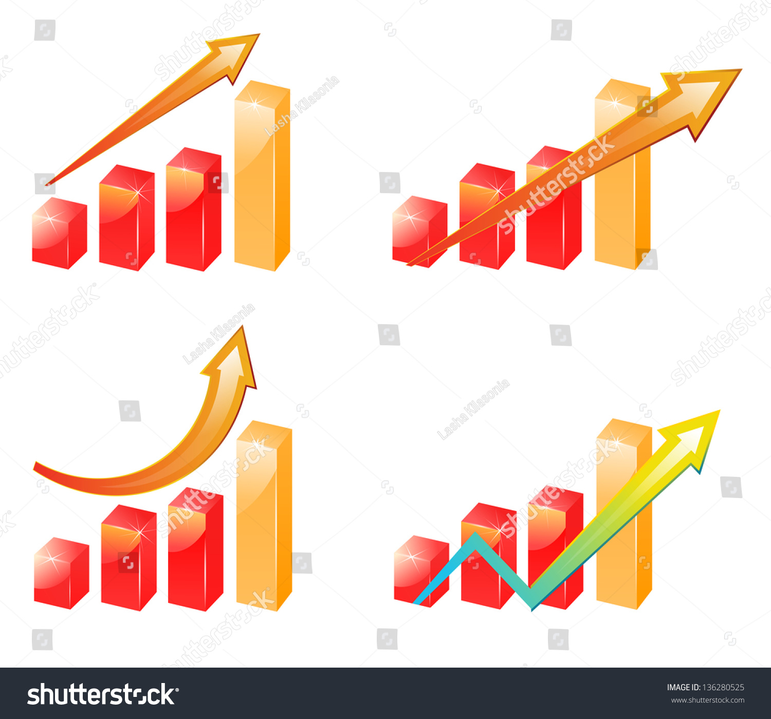 Growth & Progress Bar Chart Stock Vector Illustration 136280525