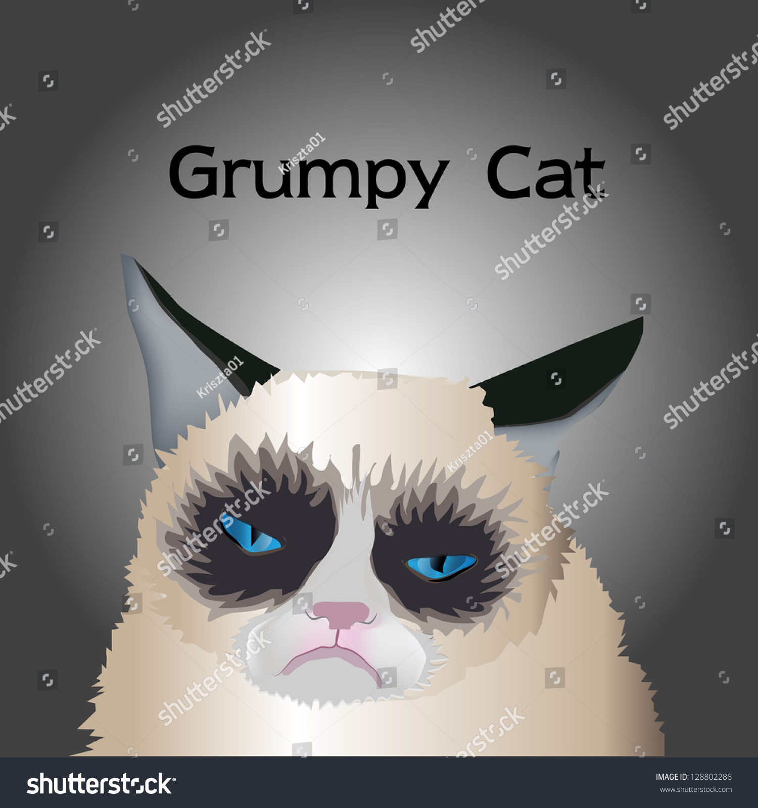 Grumpy Cat Stock Vector Illustration 128802286 Shutterstock
