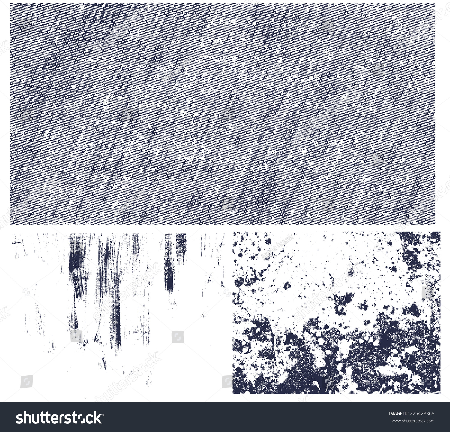 Grunge Grainy Textures With Stains And Blots. Vector. - 225428368