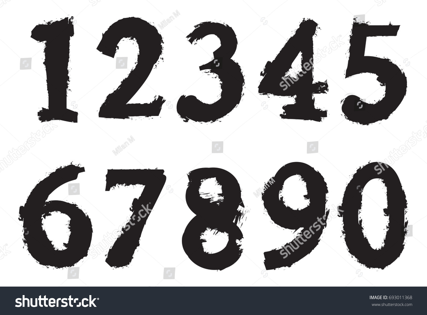 Grunge Numbers Setvector Distressed Numbers Stock Vector Royalty Free