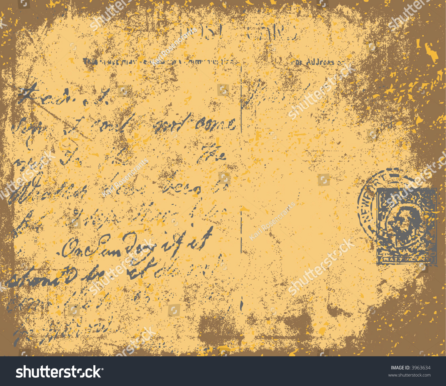 Grunge Postcard Vector Background Stock Vector 3963634 Shutterstock