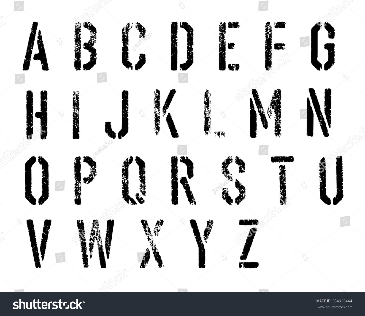 Grunge Stencil Alphabet Vector Set. - 384925444 : Shutterstock