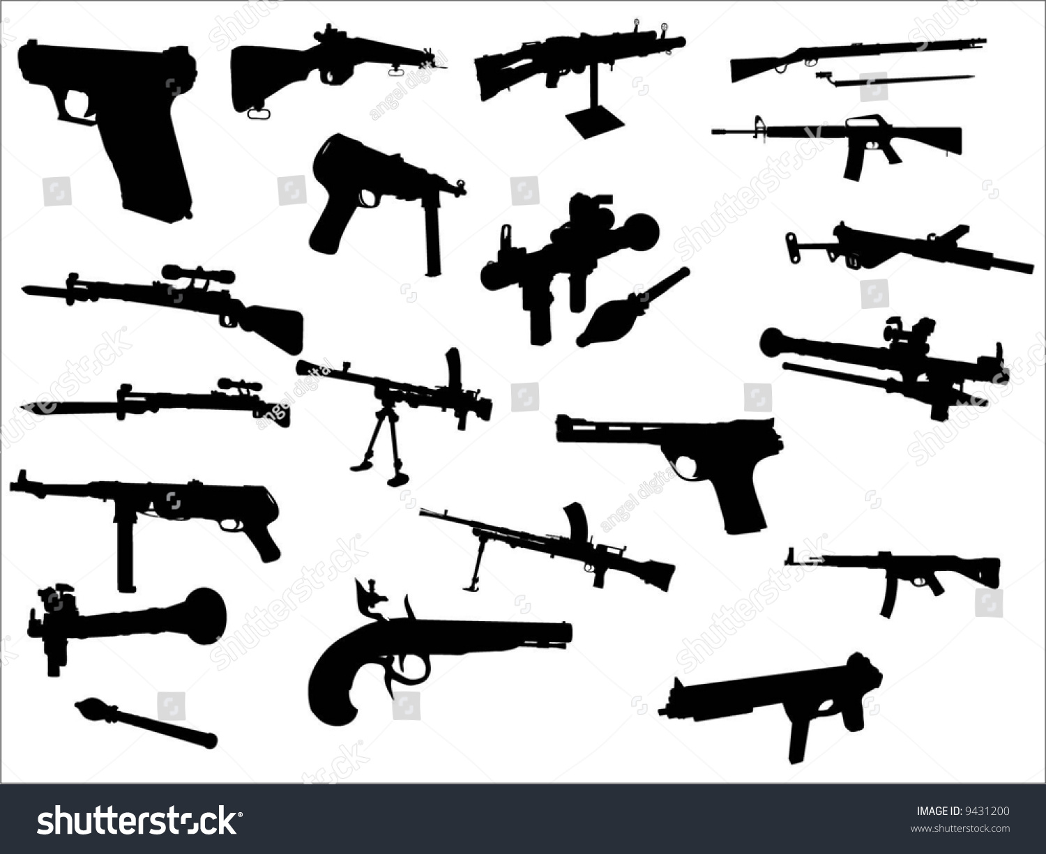 Gun Stock Vector Illustration 9431200 : Shutterstock