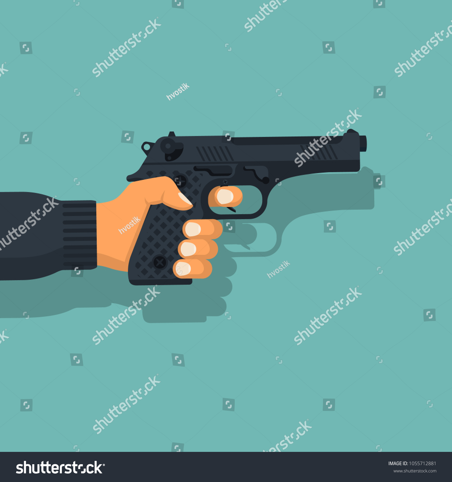 Gun Man Pistol Hold Hand Male Stock Vector Royalty Free