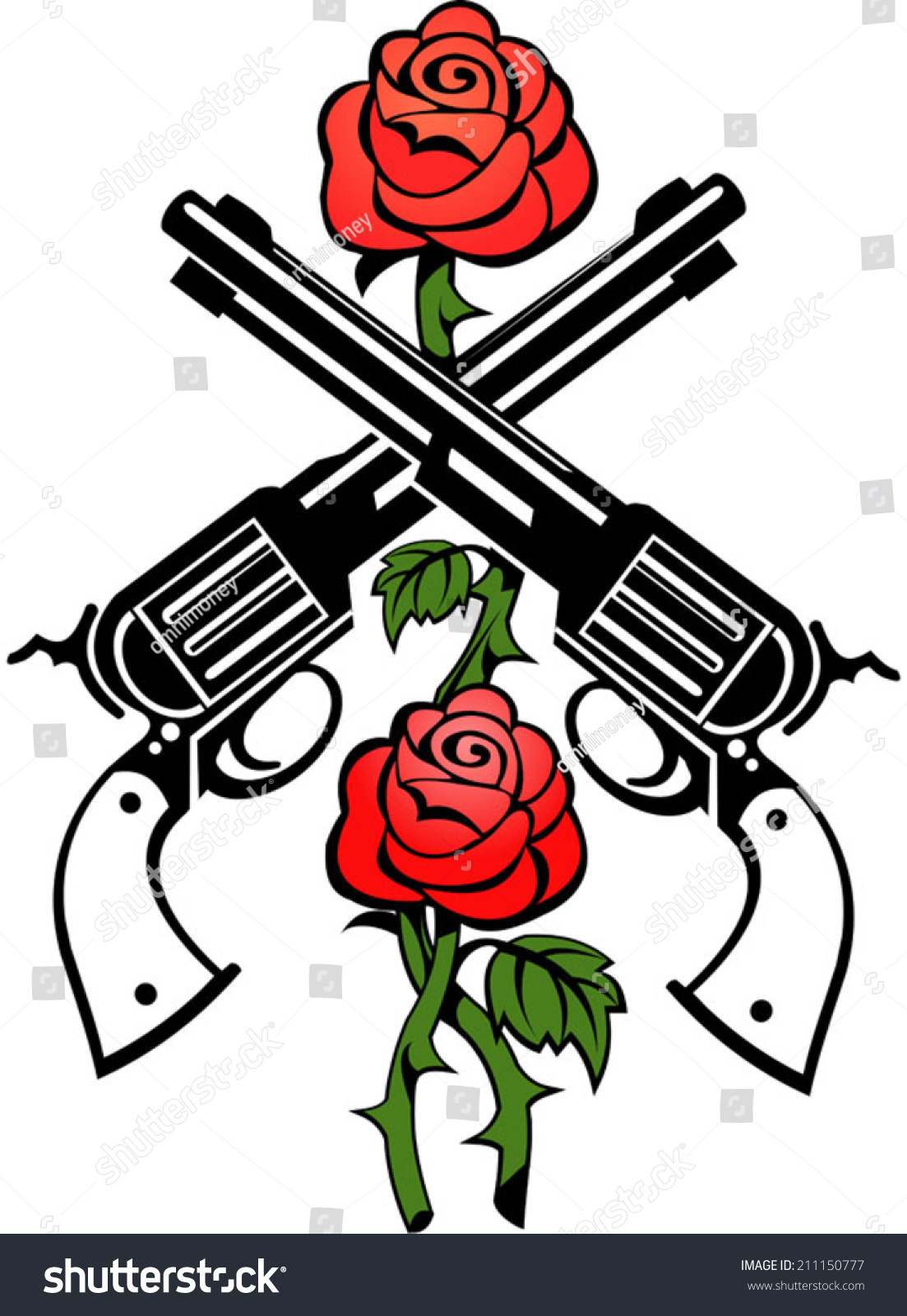 Guns Roses Stock Vector 211150777 - Shutterstock