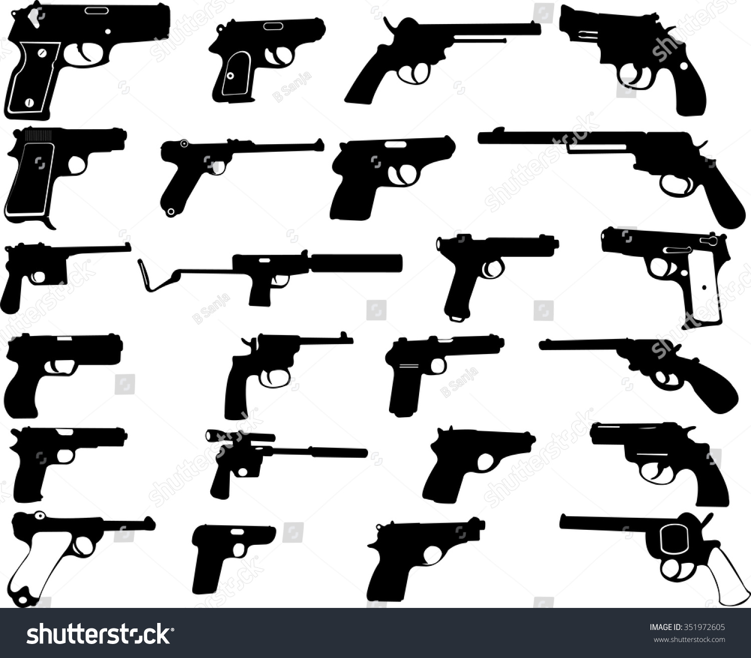 Guns Silhouettes Collection - Vector - 351972605 : Shutterstock