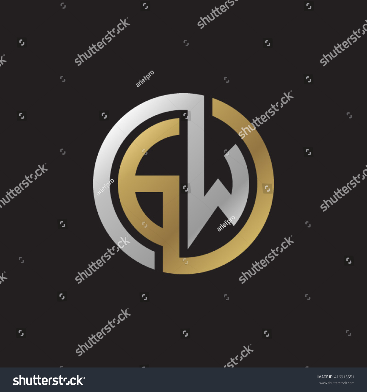 Gw Initial Letters Loop Linked Circle Stock Vector 416915551 Shutterstock