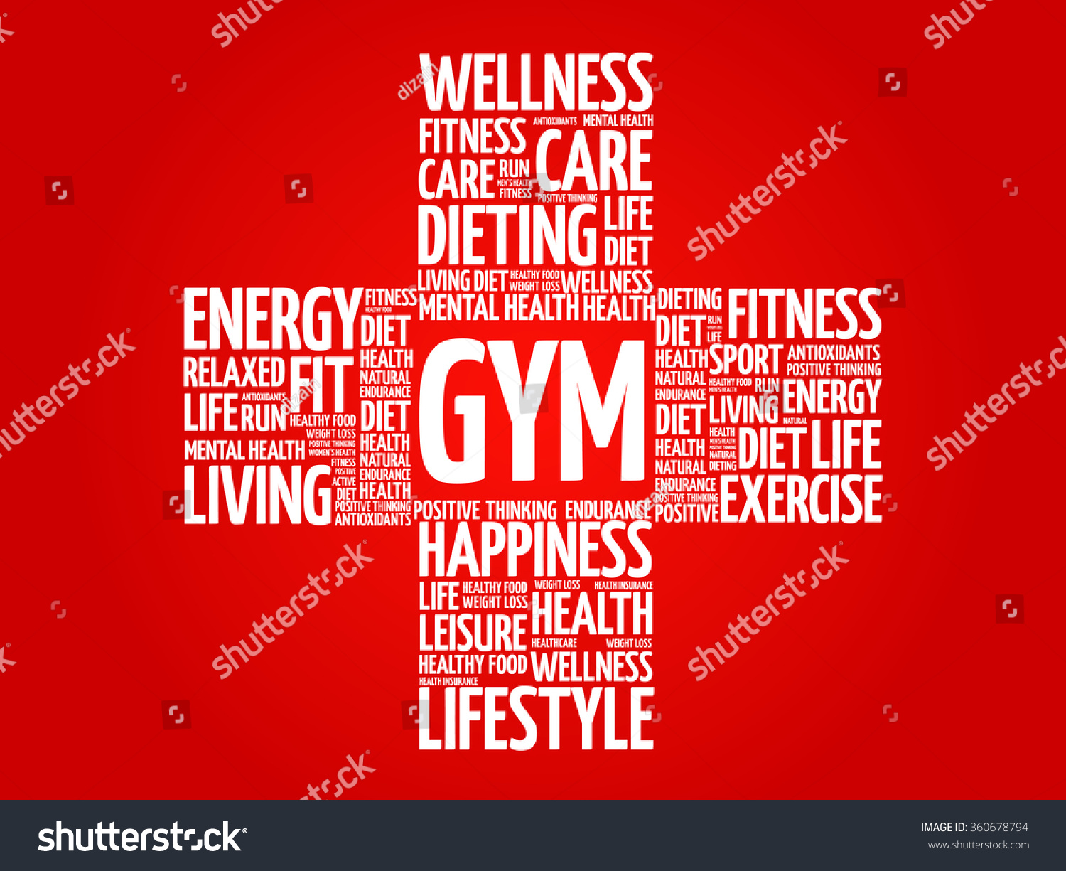 Gym Word Cloud Health Cross Concept Stock Vector Royalty Free