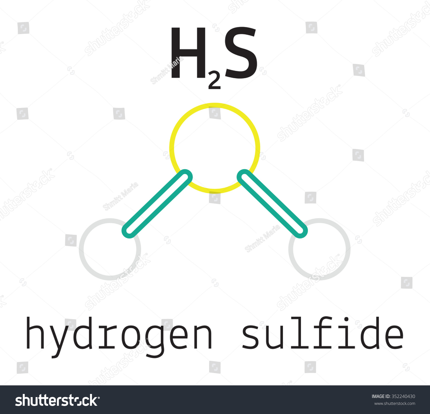 H2s Hydrogen Sulfide 3d Molecule Isolated On White Stock Vector